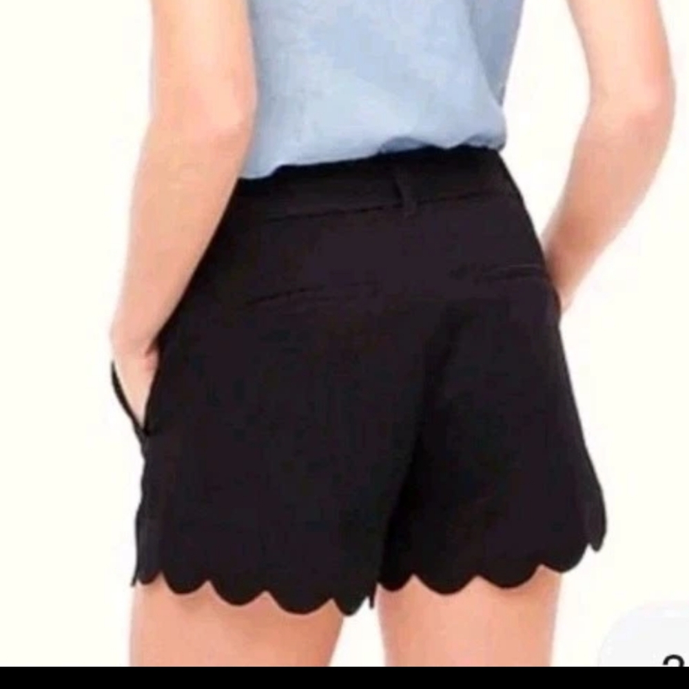 J. CREW New Never Worn Black Scalloped Linen Blend Shorts Sz 10 - Picture 2 of 11